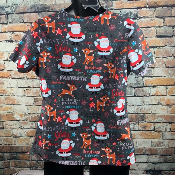 Rudolph the red nose reindeer scrub top 
size M - Picture 4 of 8